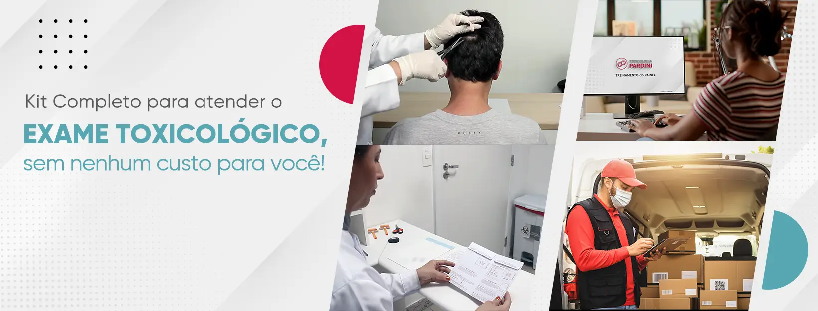 Kit completo para atender o exame toxicológico, sem nenhum custo para você!